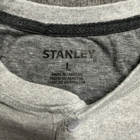 Stanley Henley Shirt Mens Large Gray Thermal Base Layer Long Sleeve Outdoor Work - Picture 2 of 7